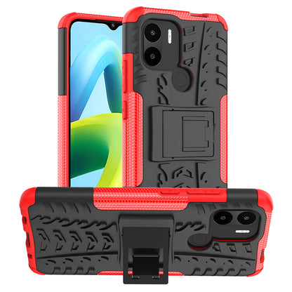 For Xiaomi Redmi A1+ 4G / A2+ 4G / Poco C50 4G Kickstand Phone Cover PC+TPU Tyre Pattern Case