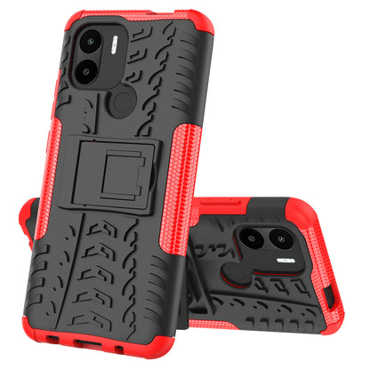 For Xiaomi Redmi A1+ 4G / A2+ 4G / Poco C50 4G Kickstand Phone Cover PC+TPU Tyre Pattern Case