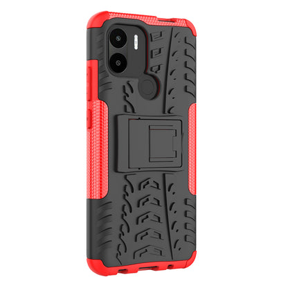 For Xiaomi Redmi A1+ 4G / A2+ 4G / Poco C50 4G Kickstand Phone Cover PC+TPU Tyre Pattern Case