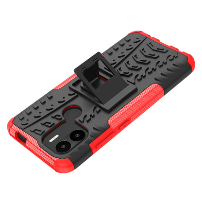 For Xiaomi Redmi A1+ 4G / A2+ 4G / Poco C50 4G Kickstand Phone Cover PC+TPU Tyre Pattern Case