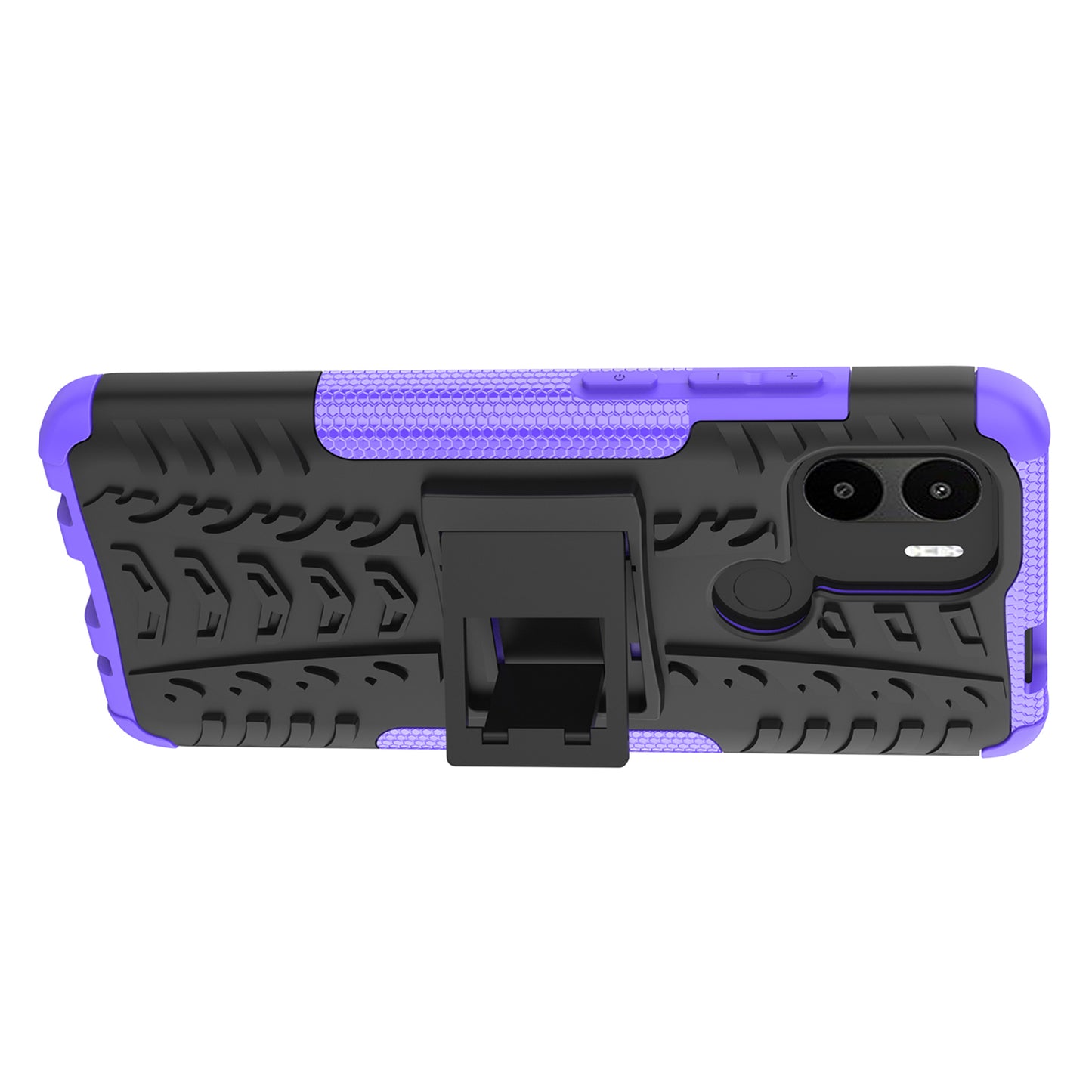 For Xiaomi Redmi A1+ 4G / A2+ 4G / Poco C50 4G Kickstand Phone Cover PC+TPU Tyre Pattern Case