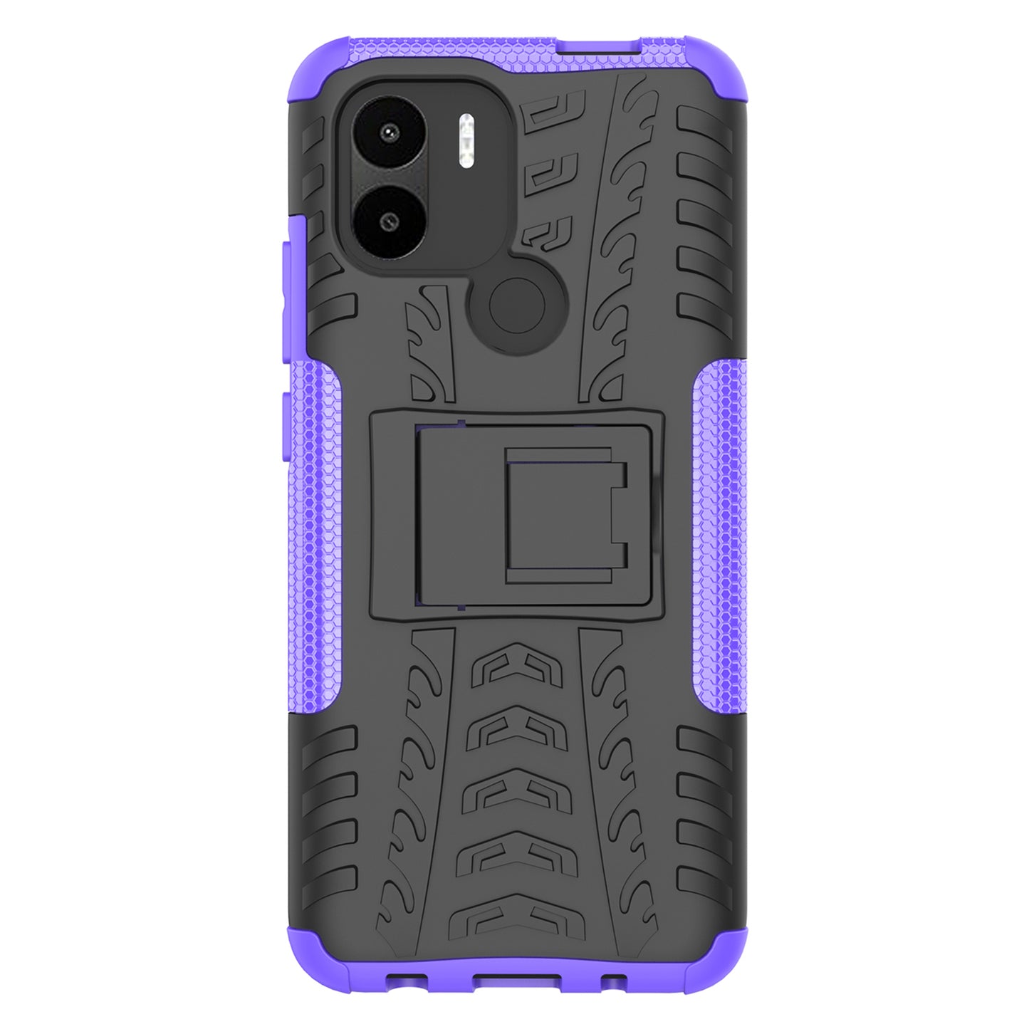 For Xiaomi Redmi A1+ 4G / A2+ 4G / Poco C50 4G Kickstand Phone Cover PC+TPU Tyre Pattern Case