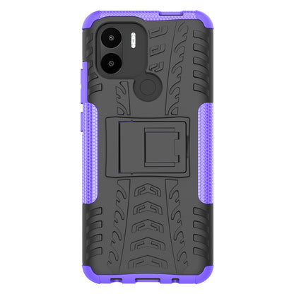 For Xiaomi Redmi A1+ 4G / A2+ 4G / Poco C50 4G Kickstand Phone Cover PC+TPU Tyre Pattern Case