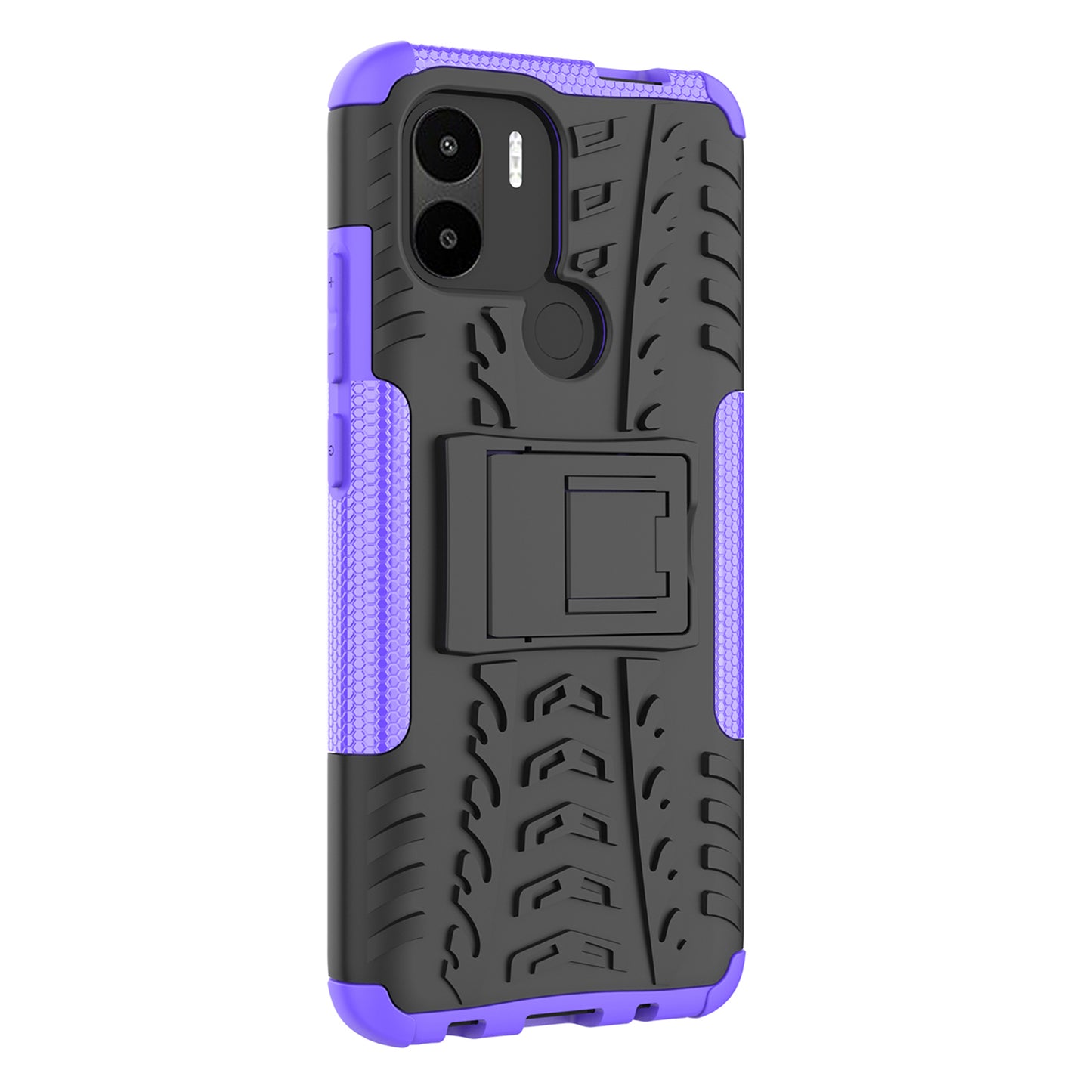 For Xiaomi Redmi A1+ 4G / A2+ 4G / Poco C50 4G Kickstand Phone Cover PC+TPU Tyre Pattern Case