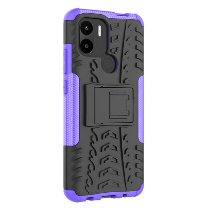 For Xiaomi Redmi A1+ 4G / A2+ 4G / Poco C50 4G Kickstand Phone Cover PC+TPU Tyre Pattern Case