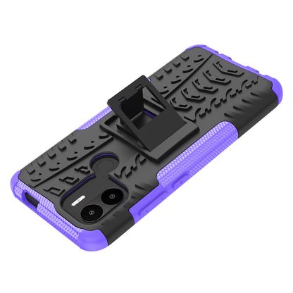 For Xiaomi Redmi A1+ 4G / A2+ 4G / Poco C50 4G Kickstand Phone Cover PC+TPU Tyre Pattern Case