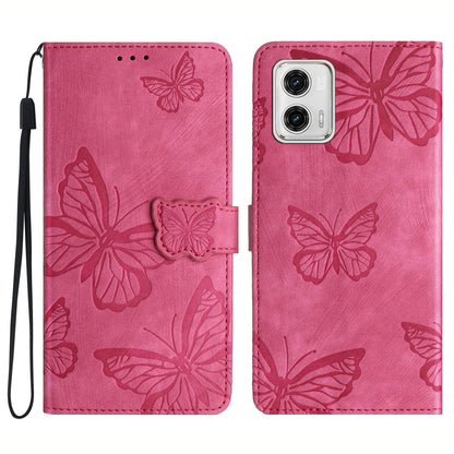 For Motorola Moto G73 5G PU Leather Stand Wallet Case Butterfly Imprinted Skin-touch Phone Cover