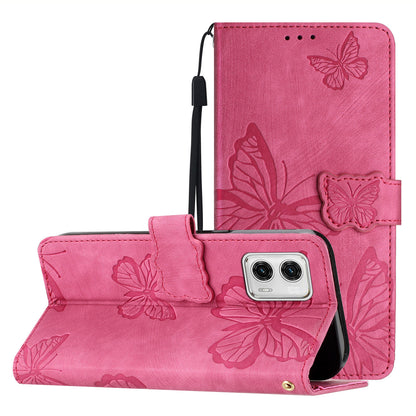 For Motorola Moto G73 5G PU Leather Stand Wallet Case Butterfly Imprinted Skin-touch Phone Cover