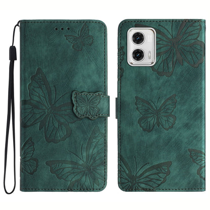 For Motorola Moto G73 5G PU Leather Stand Wallet Case Butterfly Imprinted Skin-touch Phone Cover