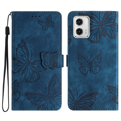 For Motorola Moto G73 5G PU Leather Stand Wallet Case Butterfly Imprinted Skin-touch Phone Cover