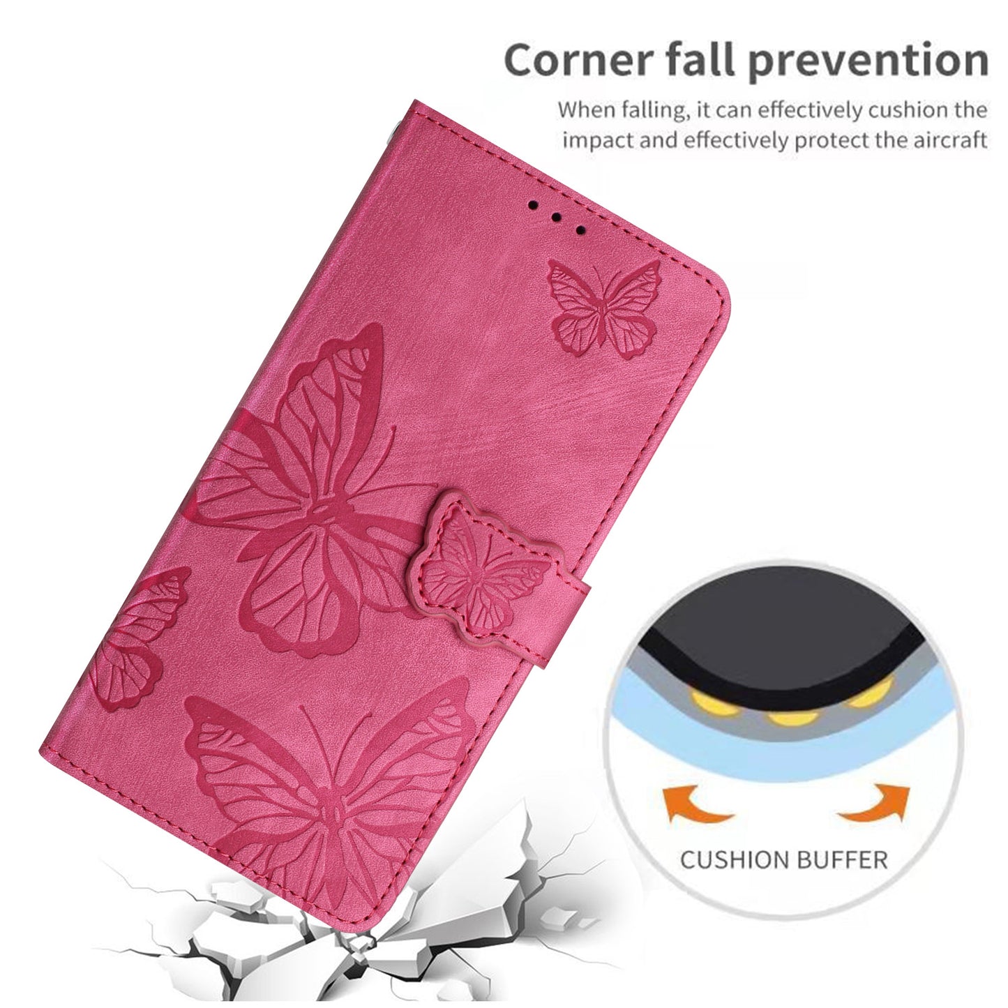 For Motorola Moto E32 4G Butterfly Imprinted Stand Leather Case Skin-touch Phone Wallet Cover