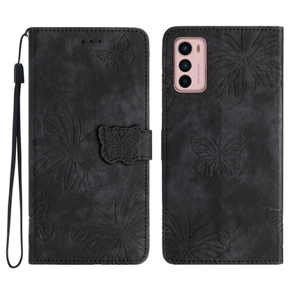 For Motorola Moto G42 4G Phone Stand Case PU Leather Butterfly Imprinted Skin-touch Wallet Cover