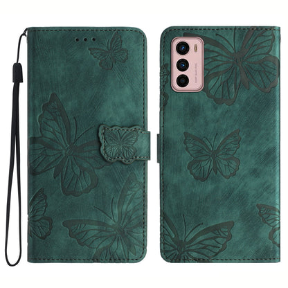 For Motorola Moto G42 4G Phone Stand Case PU Leather Butterfly Imprinted Skin-touch Wallet Cover