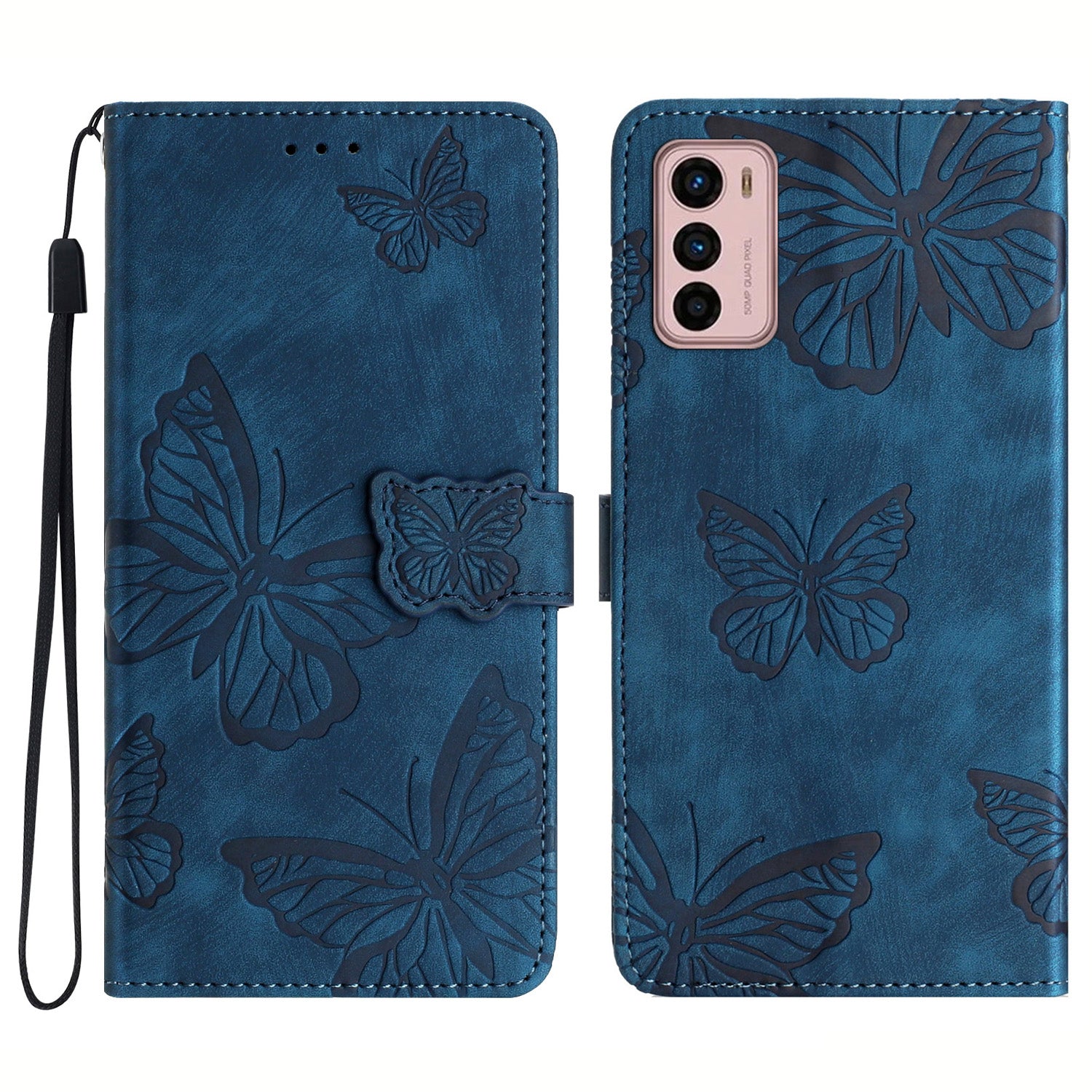 For Motorola Moto G42 4G Phone Stand Case PU Leather Butterfly Imprinted Skin-touch Wallet Cover