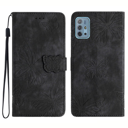 For Motorola Moto G10 / G20 / G30 Butterfly Imprinted Leather Phone Cover Skin-touch Stand Wallet Case