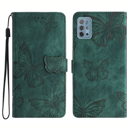 For Motorola Moto G10 / G20 / G30 Butterfly Imprinted Leather Phone Cover Skin-touch Stand Wallet Case