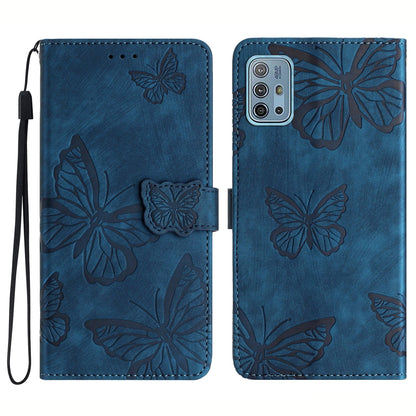 For Motorola Moto G10 / G20 / G30 Butterfly Imprinted Leather Phone Cover Skin-touch Stand Wallet Case