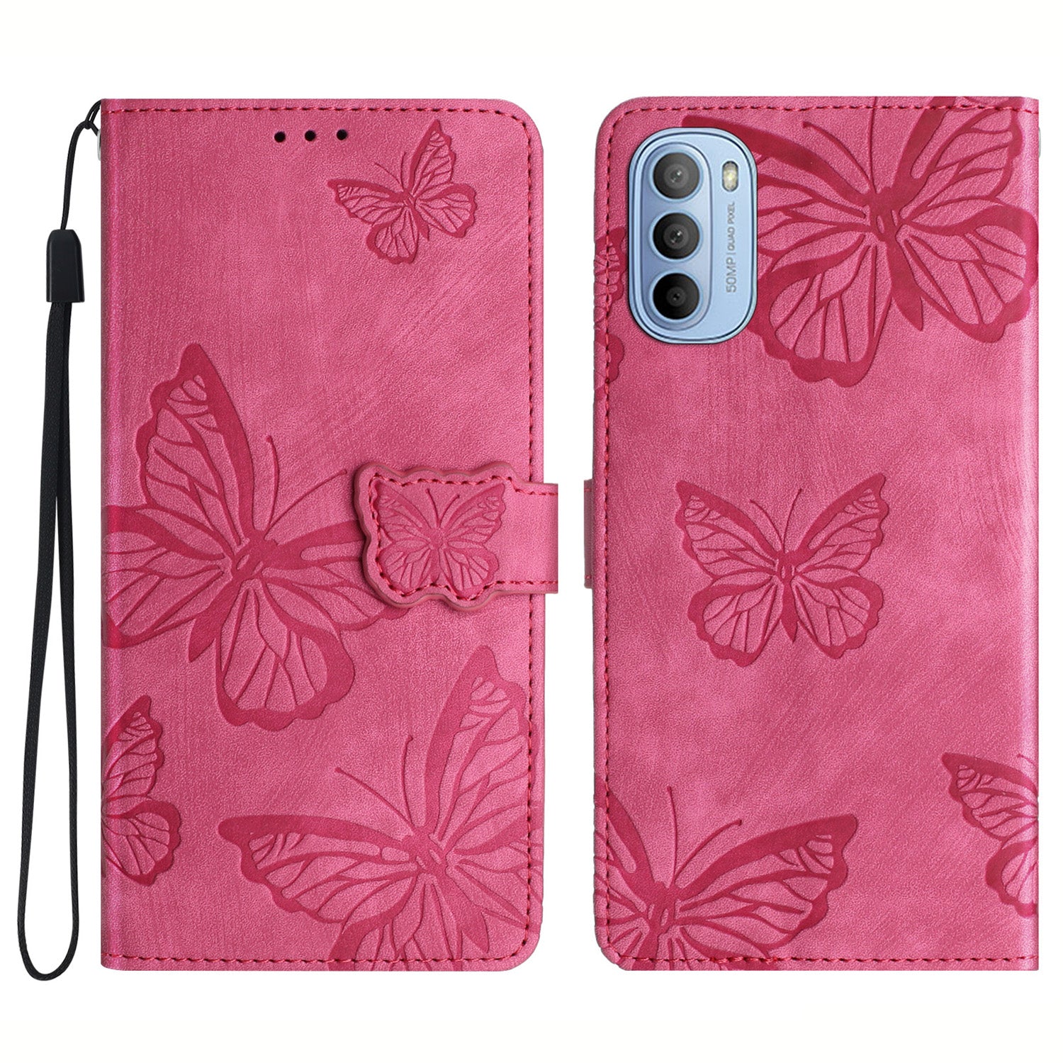 For Motorola Moto G31 4G / G41 4G Skin-touch Leather Phone Case Stand Wallet Butterfly Imprinted Cover