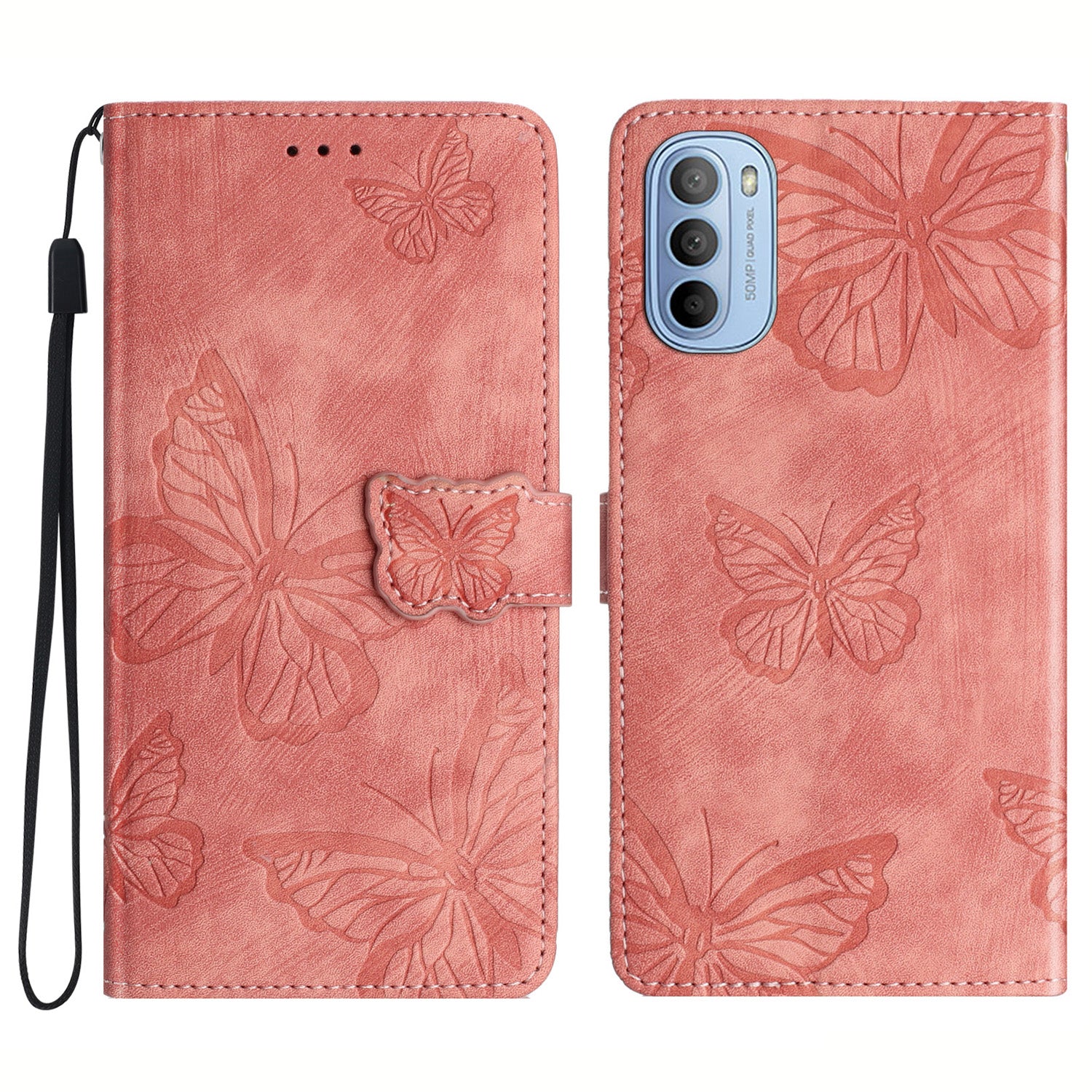 For Motorola Moto G31 4G / G41 4G Skin-touch Leather Phone Case Stand Wallet Butterfly Imprinted Cover