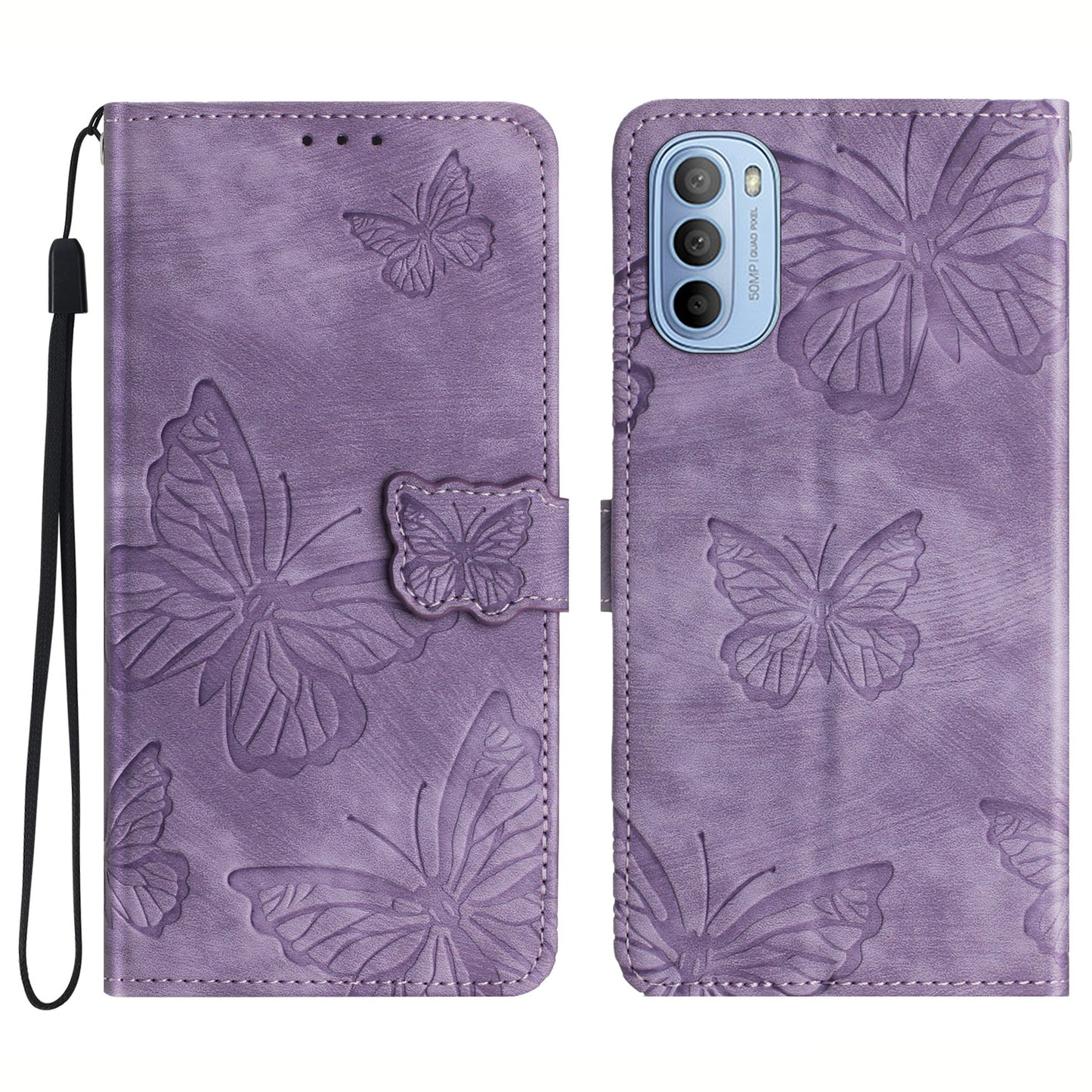 For Motorola Moto G31 4G / G41 4G Skin-touch Leather Phone Case Stand Wallet Butterfly Imprinted Cover