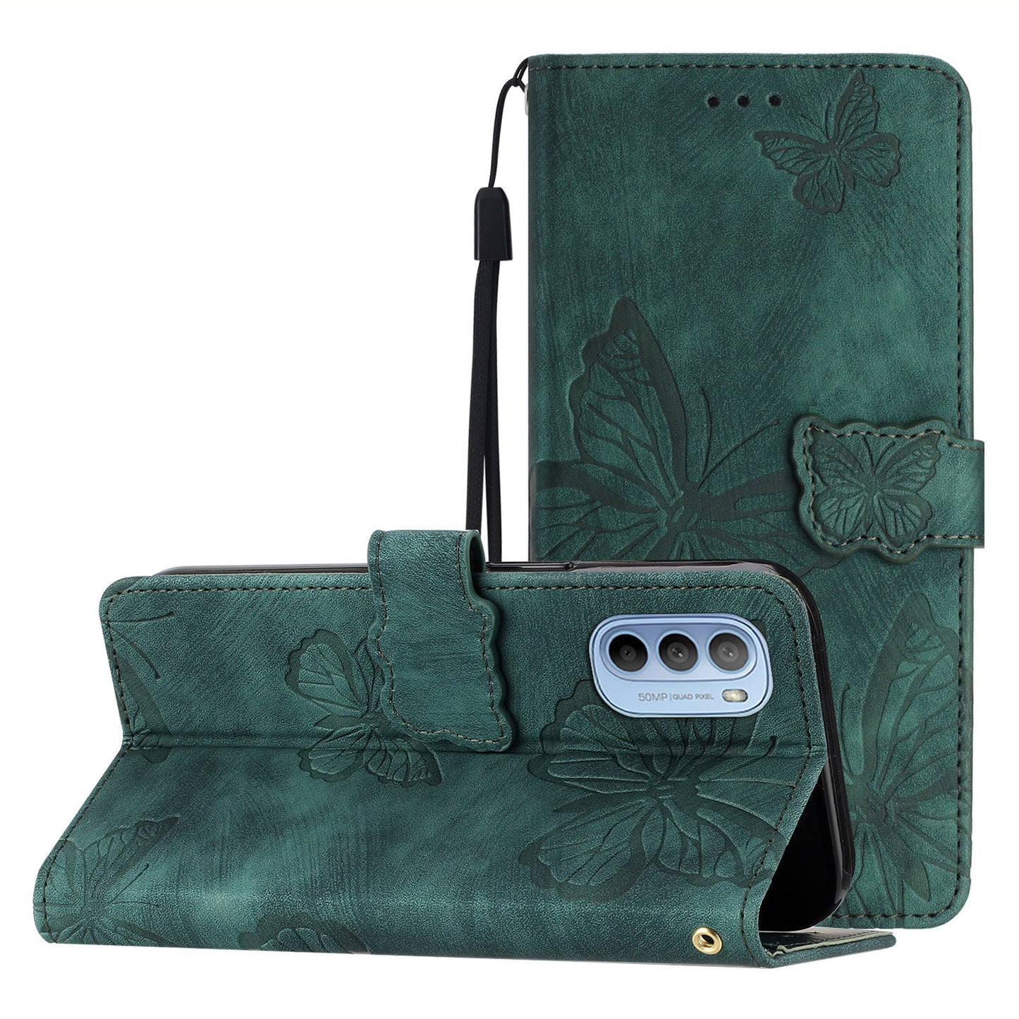 For Motorola Moto G31 4G / G41 4G Skin-touch Leather Phone Case Stand Wallet Butterfly Imprinted Cover