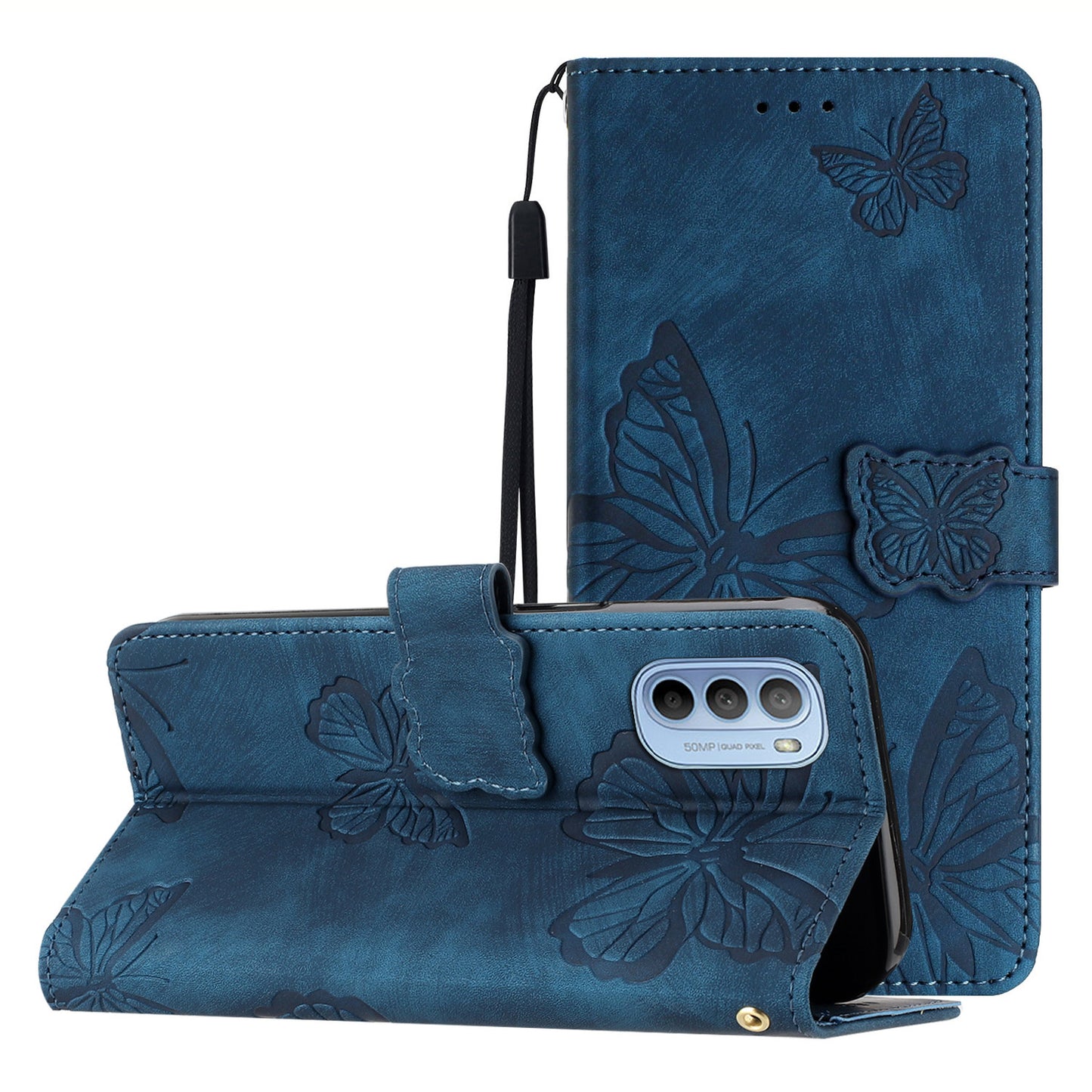 For Motorola Moto G31 4G / G41 4G Skin-touch Leather Phone Case Stand Wallet Butterfly Imprinted Cover