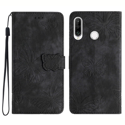 For Huawei P30 Lite Stand Wallet Skin-touch Leather Phone Case Butterfly Imprinted Cover
