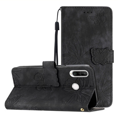 For Huawei P30 Lite Stand Wallet Skin-touch Leather Phone Case Butterfly Imprinted Cover
