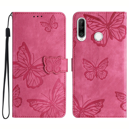 For Huawei P30 Lite Stand Wallet Skin-touch Leather Phone Case Butterfly Imprinted Cover