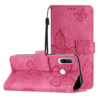 For Huawei P30 Lite Stand Wallet Skin-touch Leather Phone Case Butterfly Imprinted Cover