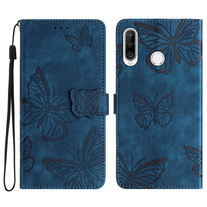 For Huawei P30 Lite Stand Wallet Skin-touch Leather Phone Case Butterfly Imprinted Cover