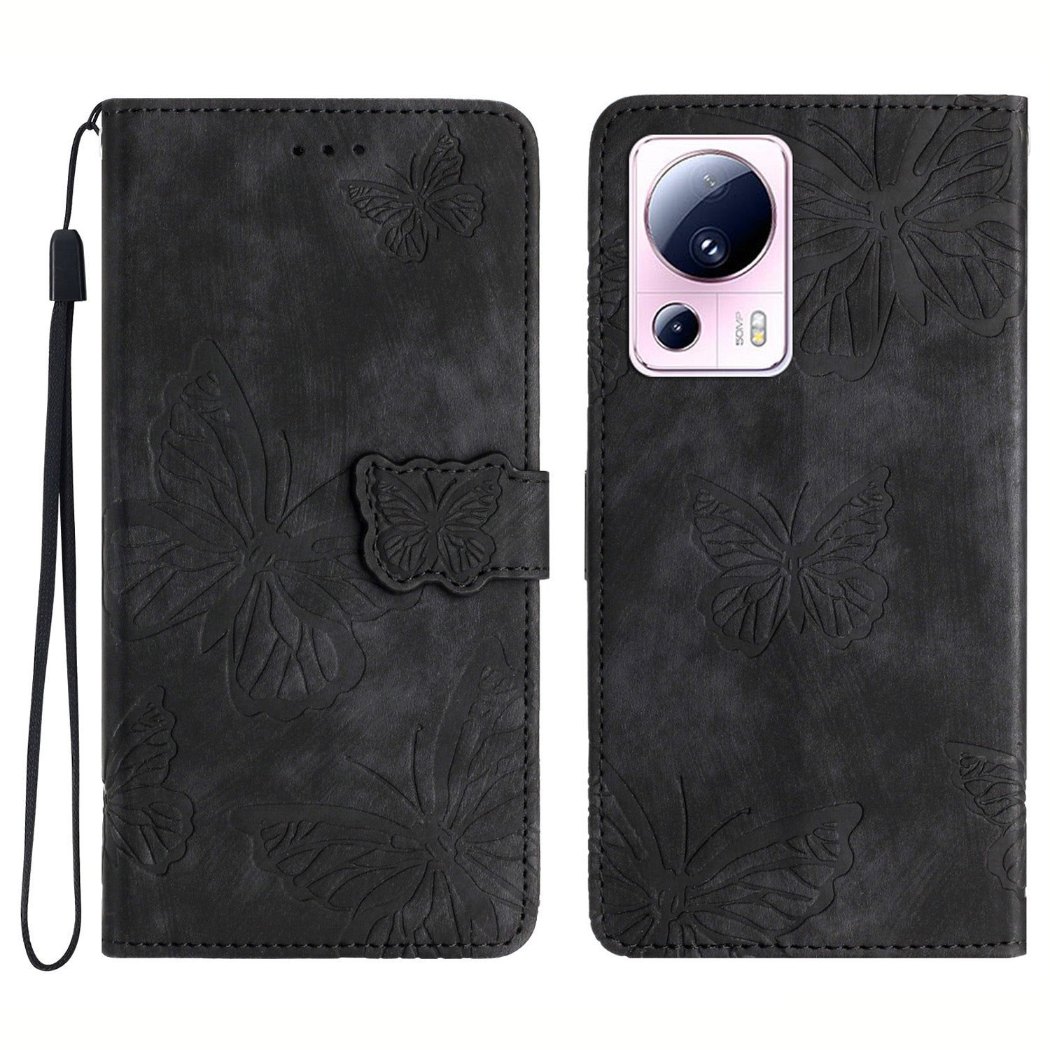 For Xiaomi 13 Lite / Civi 2 5G Stand Leather Phone Case Butterfly Imprinted Wallet Phone Cover