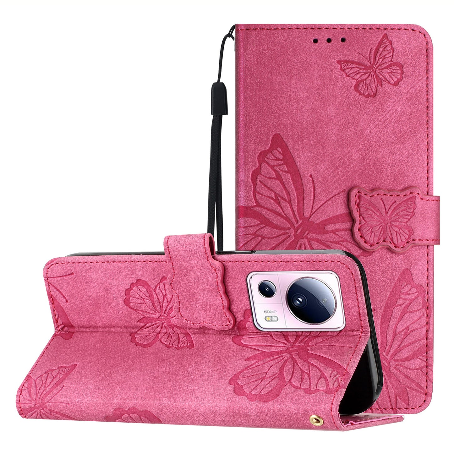 For Xiaomi 13 Lite / Civi 2 5G Stand Leather Phone Case Butterfly Imprinted Wallet Phone Cover
