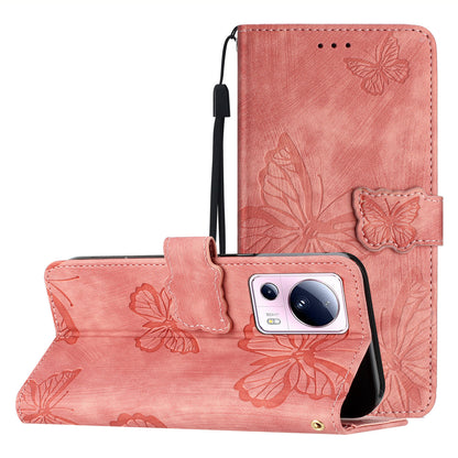 For Xiaomi 13 Lite / Civi 2 5G Stand Leather Phone Case Butterfly Imprinted Wallet Phone Cover