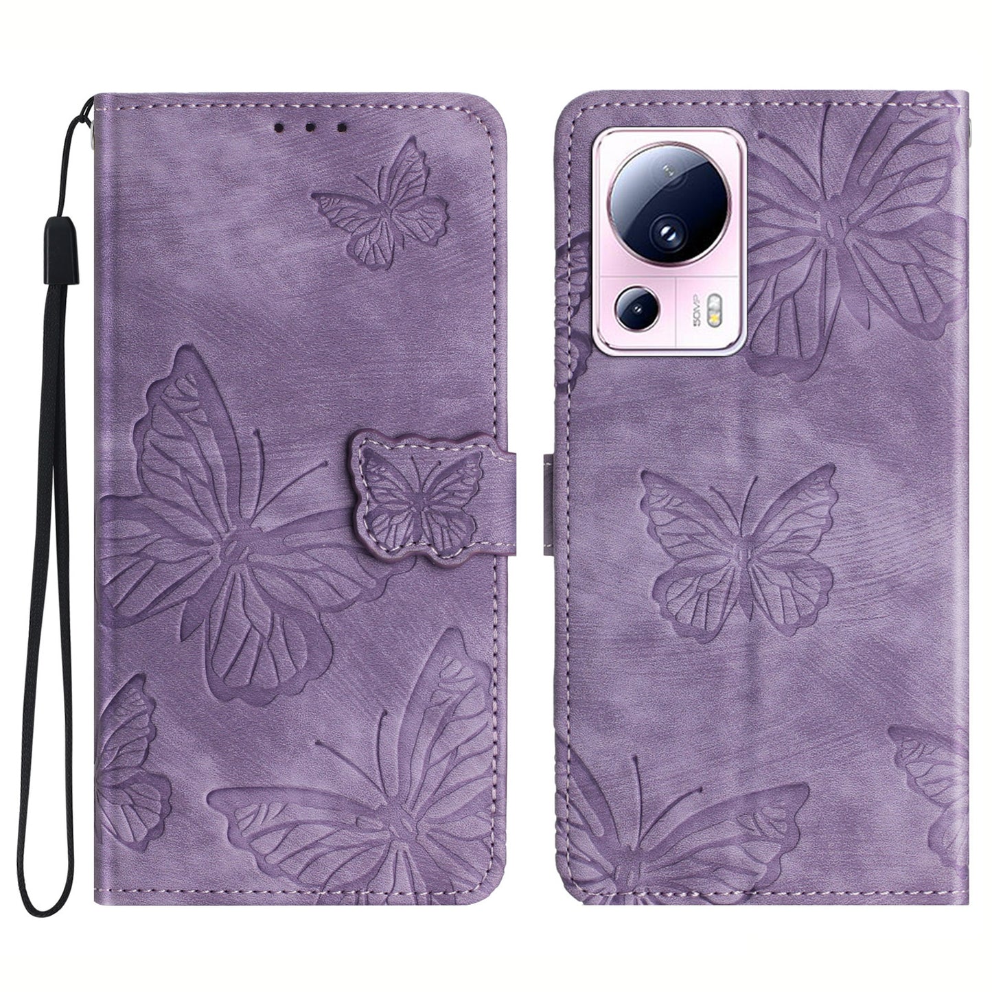 For Xiaomi 13 Lite / Civi 2 5G Stand Leather Phone Case Butterfly Imprinted Wallet Phone Cover