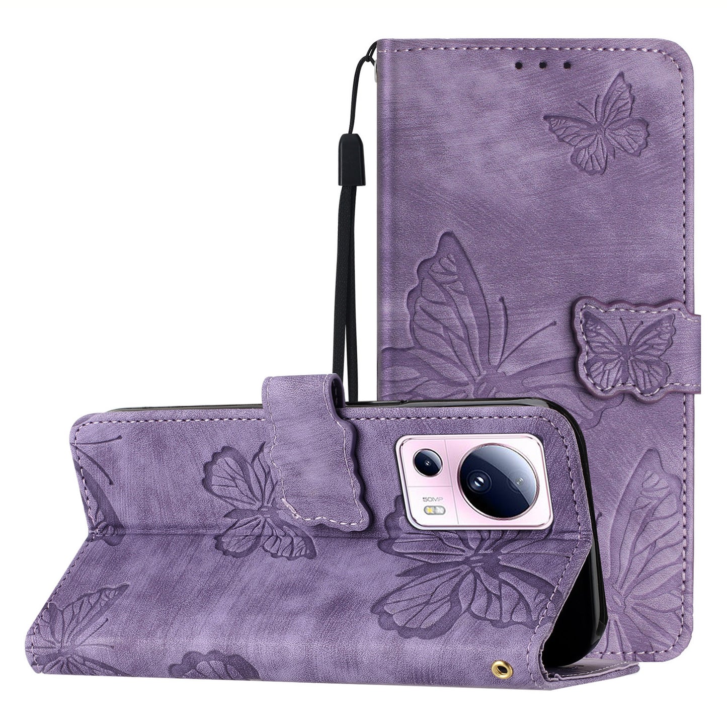 For Xiaomi 13 Lite / Civi 2 5G Stand Leather Phone Case Butterfly Imprinted Wallet Phone Cover
