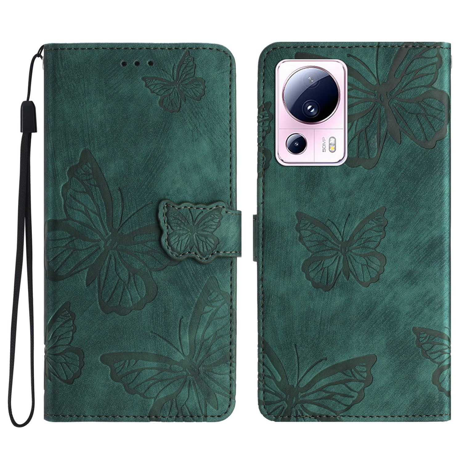 For Xiaomi 13 Lite / Civi 2 5G Stand Leather Phone Case Butterfly Imprinted Wallet Phone Cover