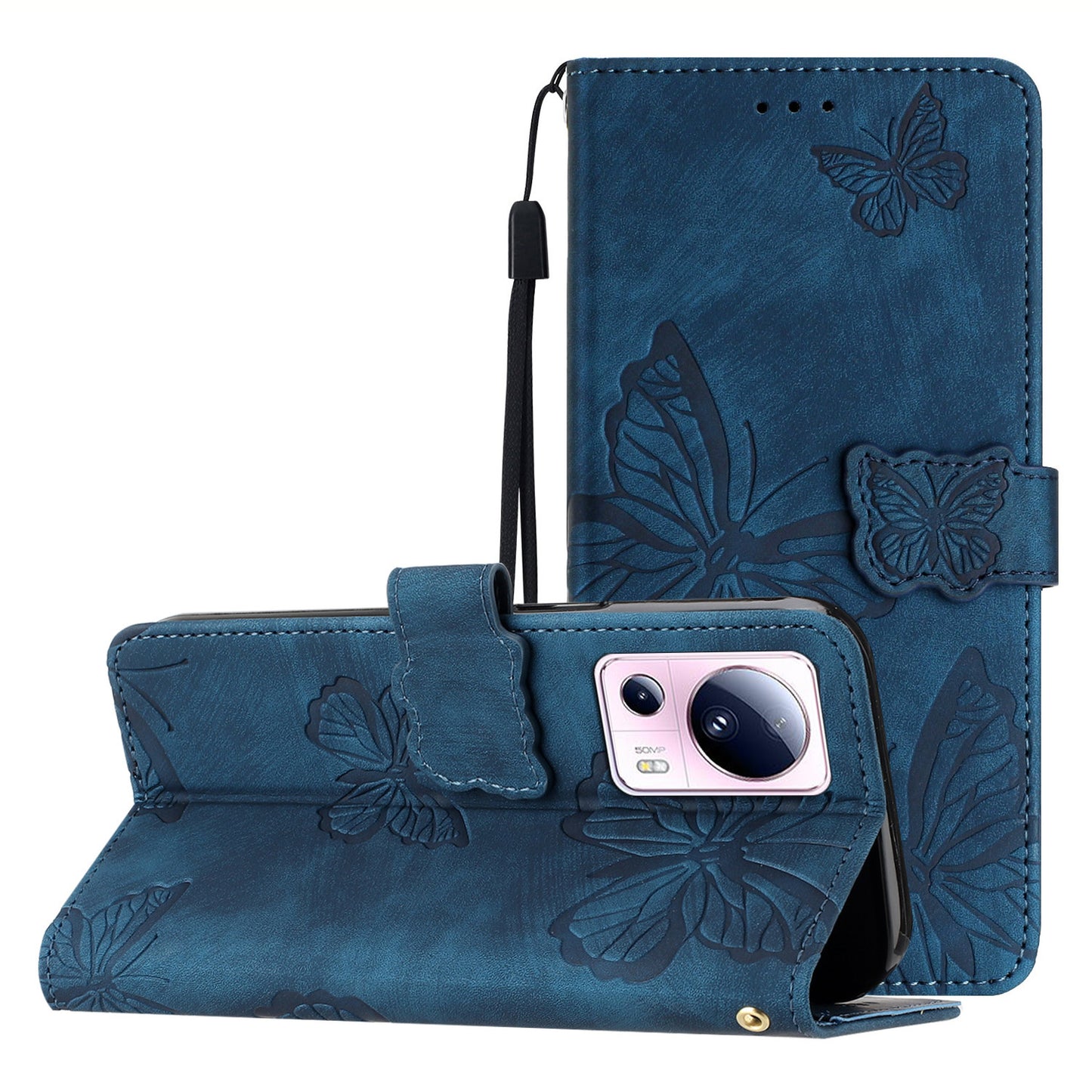 For Xiaomi 13 Lite / Civi 2 5G Stand Leather Phone Case Butterfly Imprinted Wallet Phone Cover