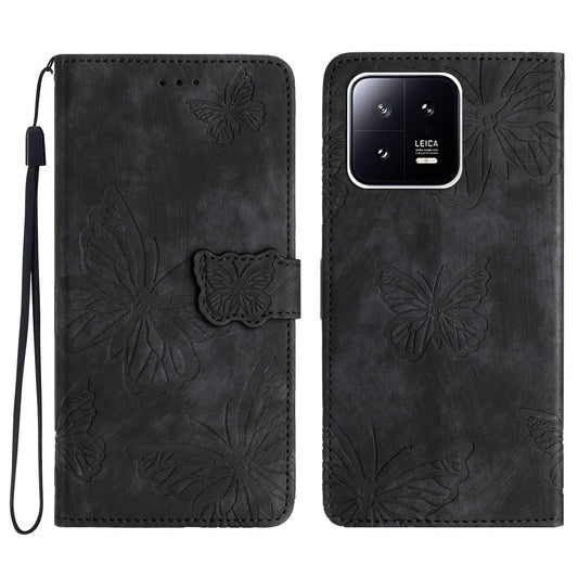 Butterfly Imprinted Leather Case for Xiaomi 13 Pro 5G , Skin-touch Stand Wallet Leather Phone Cover