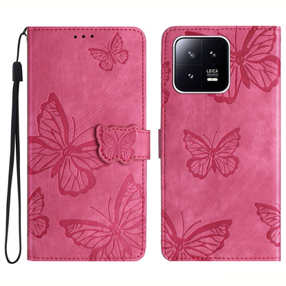 Butterfly Imprinted Leather Case for Xiaomi 13 Pro 5G , Skin-touch Stand Wallet Leather Phone Cover