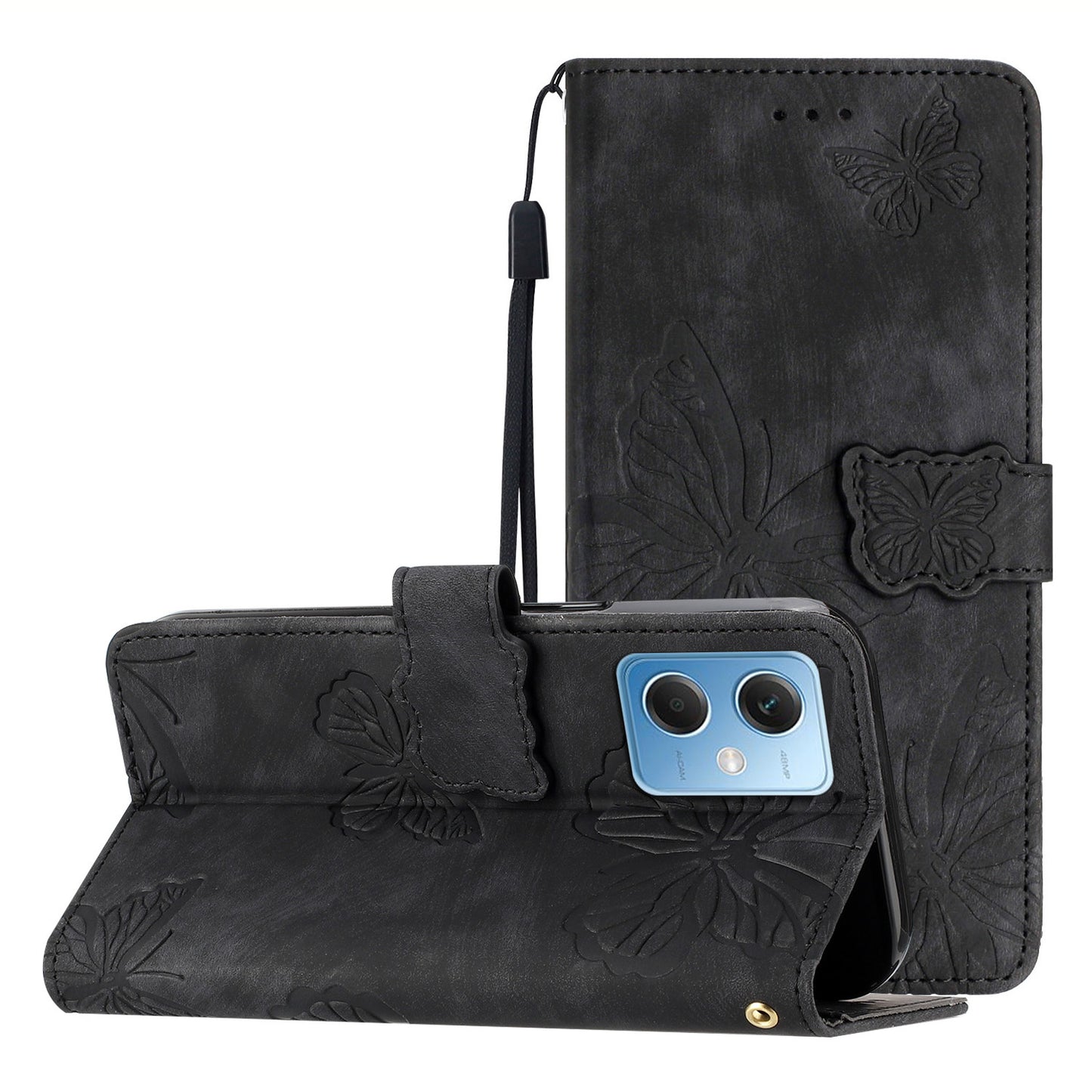 For Xiaomi Redmi Note 12 5G (China) / (India) / (Global) / Poco X5 5G Leather Phone Case Butterfly Imprinted Stand Wallet Cover