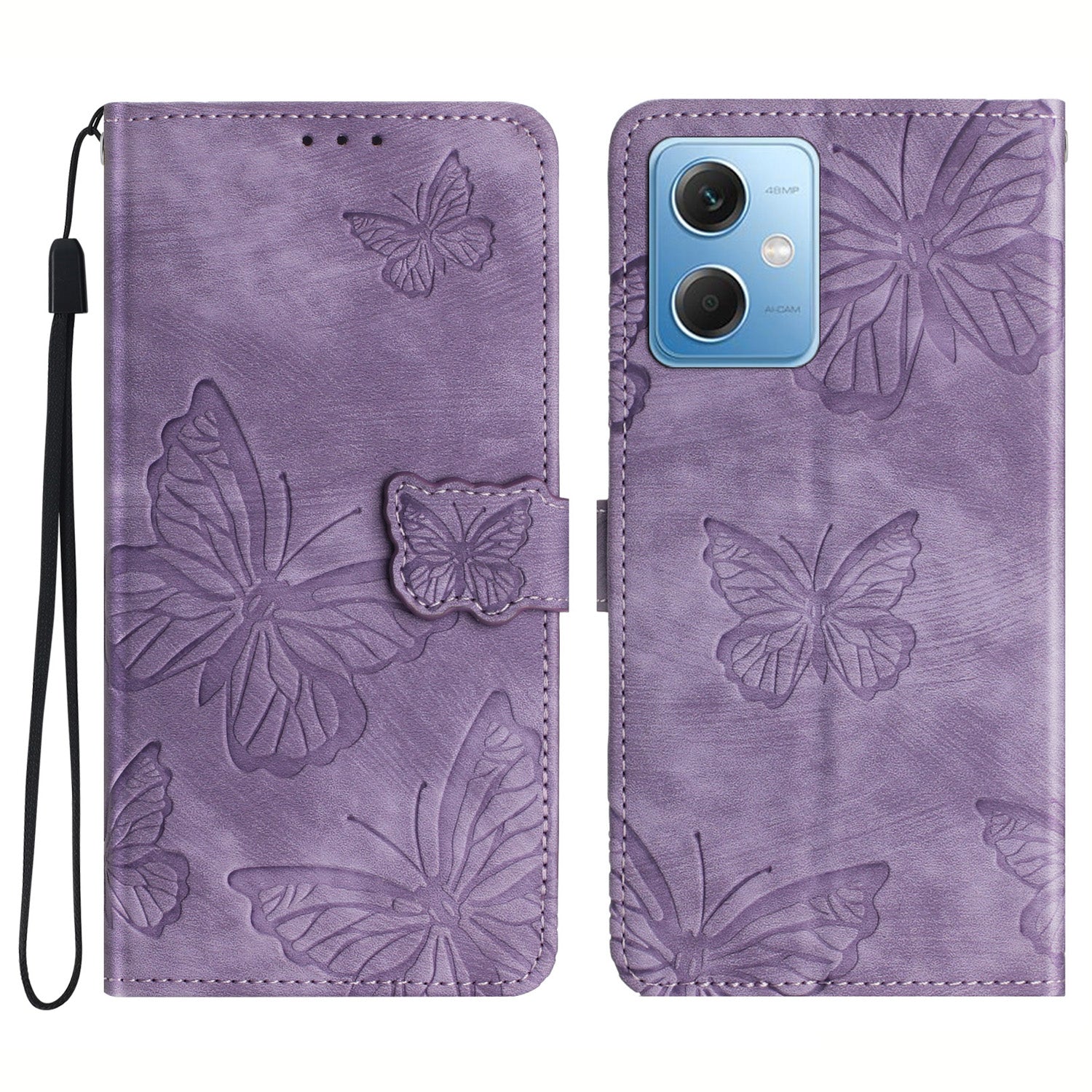 For Xiaomi Redmi Note 12 5G (China) / (India) / (Global) / Poco X5 5G Leather Phone Case Butterfly Imprinted Stand Wallet Cover