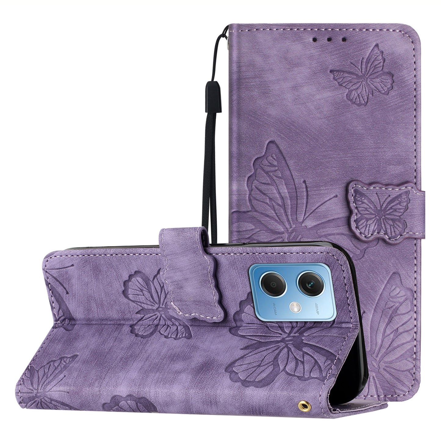 For Xiaomi Redmi Note 12 5G (China) / (India) / (Global) / Poco X5 5G Leather Phone Case Butterfly Imprinted Stand Wallet Cover