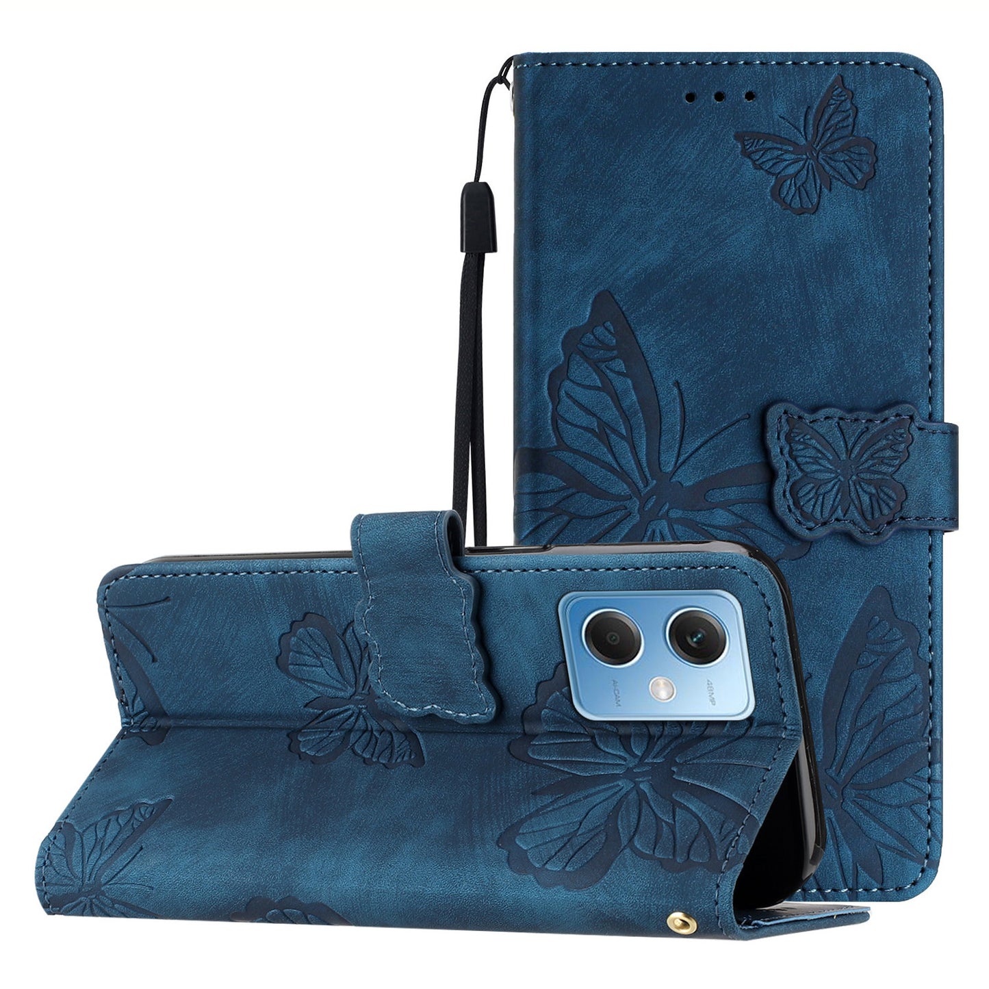 For Xiaomi Redmi Note 12 5G (China) / (India) / (Global) / Poco X5 5G Leather Phone Case Butterfly Imprinted Stand Wallet Cover