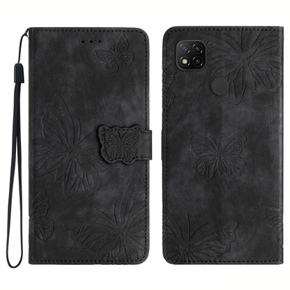 For Xiaomi Redmi 10A Skin-touch Phone Leather Case Stand Wallet Butterfly Imprinted Cover