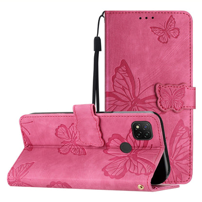 For Xiaomi Redmi 10A Skin-touch Phone Leather Case Stand Wallet Butterfly Imprinted Cover
