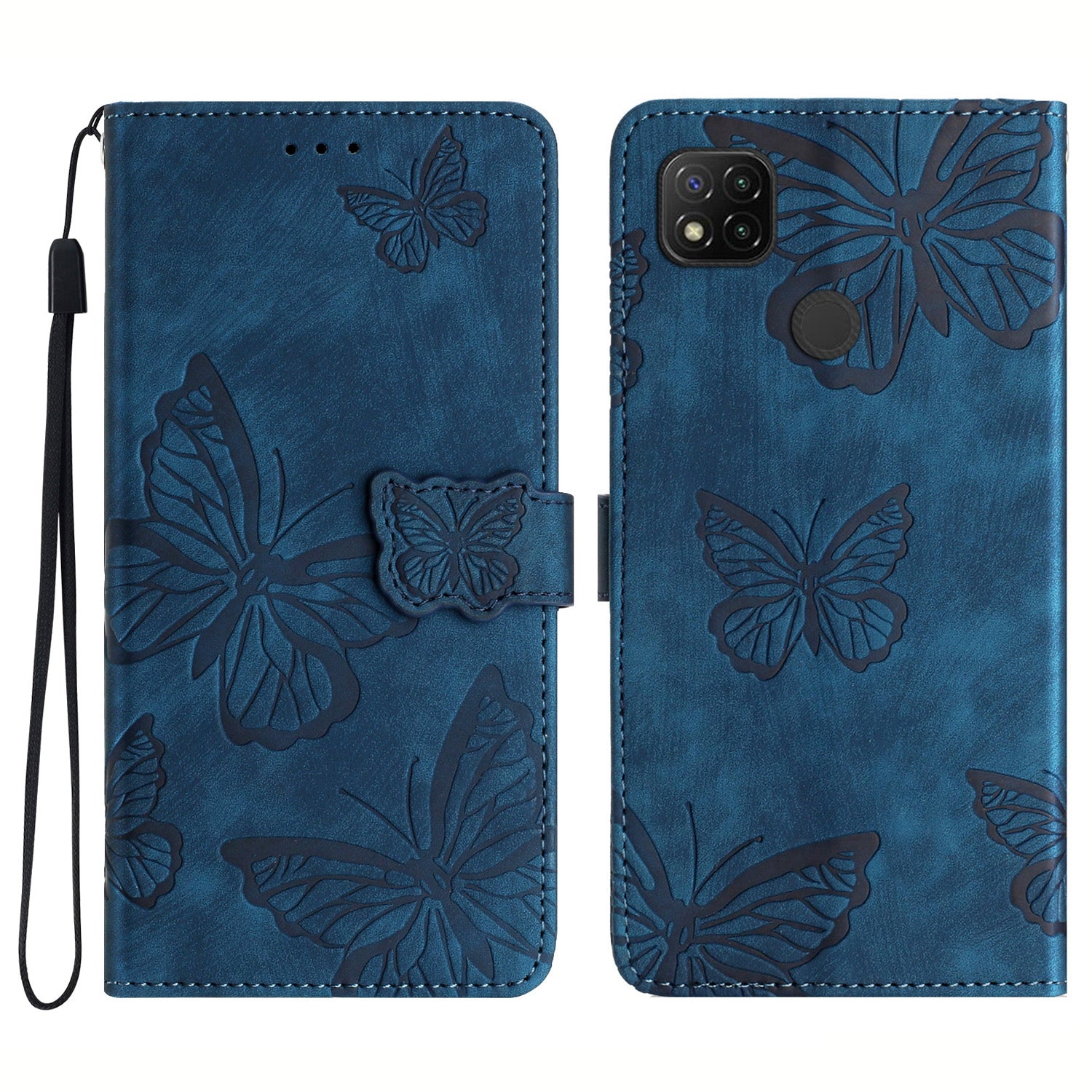For Xiaomi Redmi 10A Skin-touch Phone Leather Case Stand Wallet Butterfly Imprinted Cover