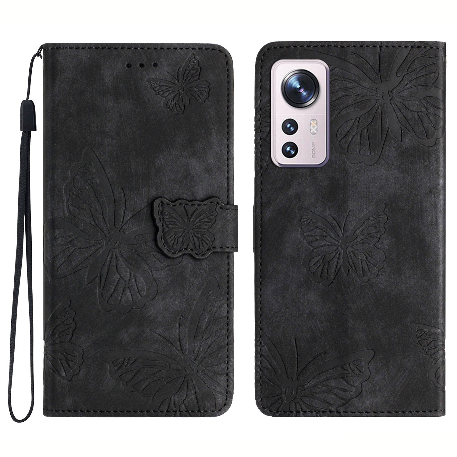 For Xiaomi 12 Lite 5G PU Leather Wallet Phone Case Skin-touch Butterfly Imprinted Phone Stand Cover