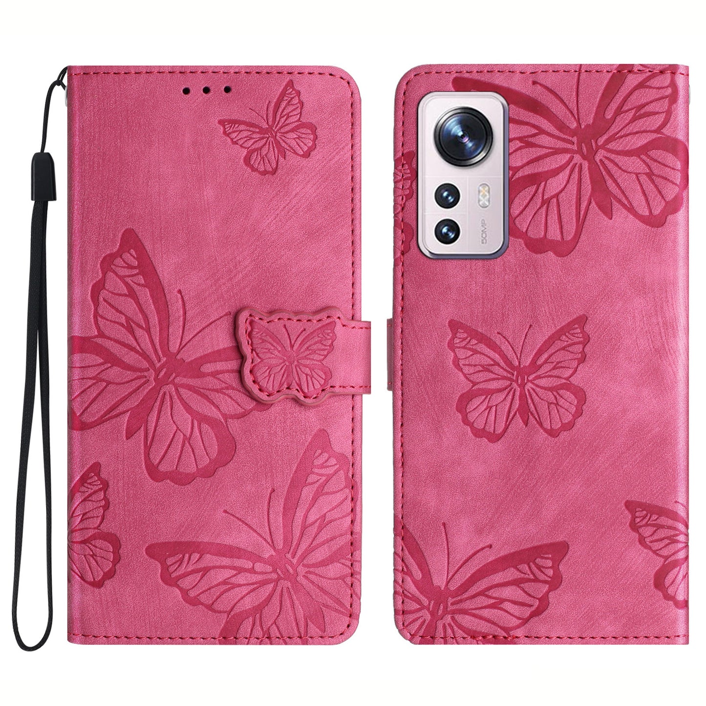 For Xiaomi 12 Lite 5G PU Leather Wallet Phone Case Skin-touch Butterfly Imprinted Phone Stand Cover