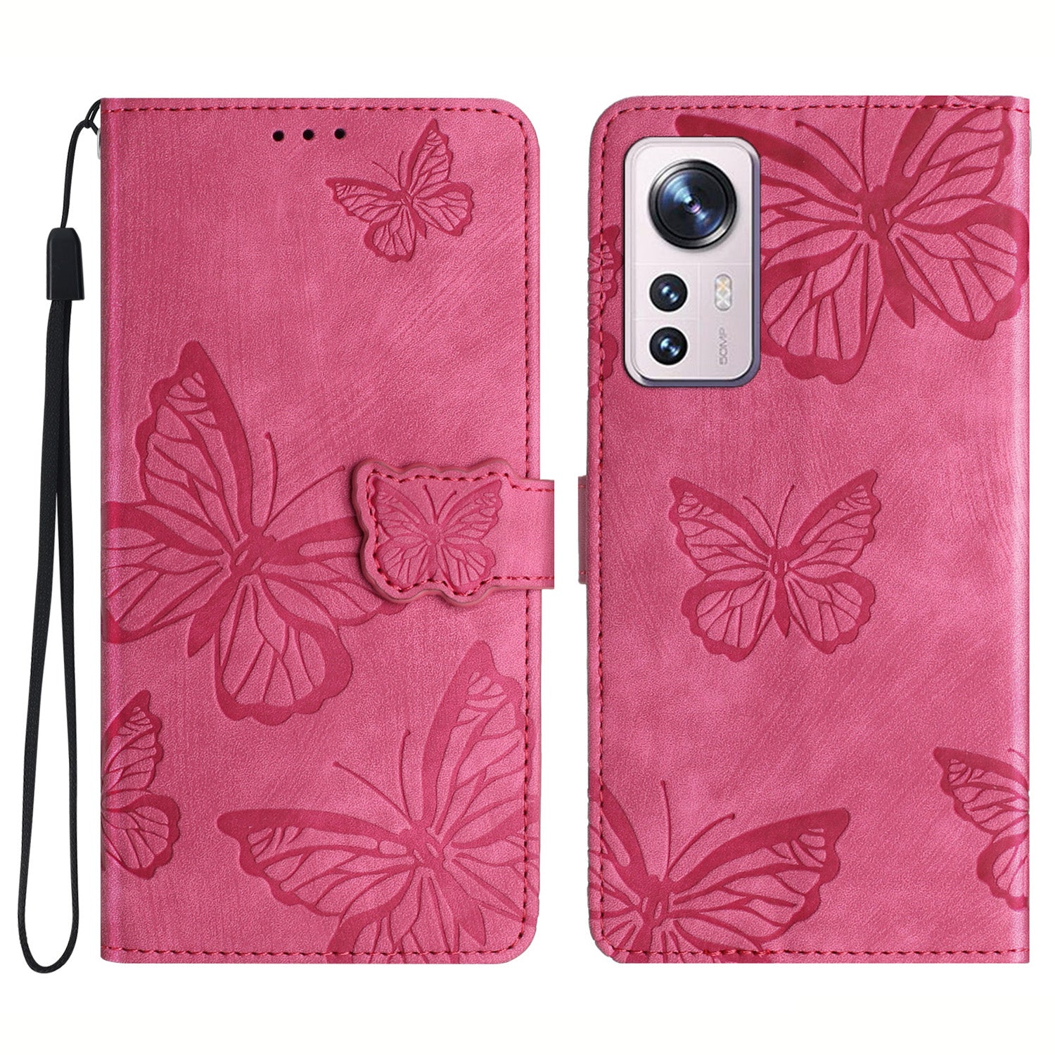 For Xiaomi 12 Lite 5G PU Leather Wallet Phone Case Skin-touch Butterfly Imprinted Phone Stand Cover
